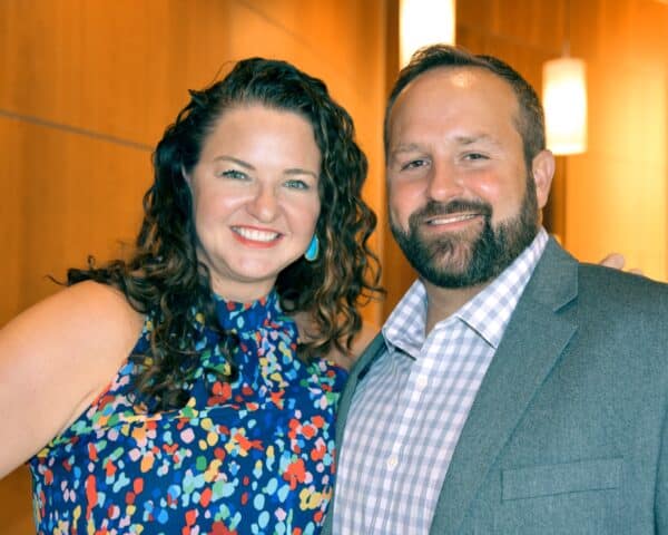 A smartly dressed couple at the annual United Services fundraising gala